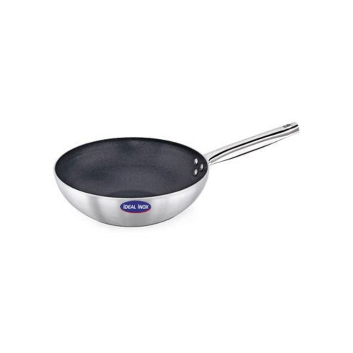 Tigaie profesionala Wok IDEAL INOX diametrul de 24 cm realizata din aluminiu cu interior PLATINUM TEFLON invelis fara PFOA