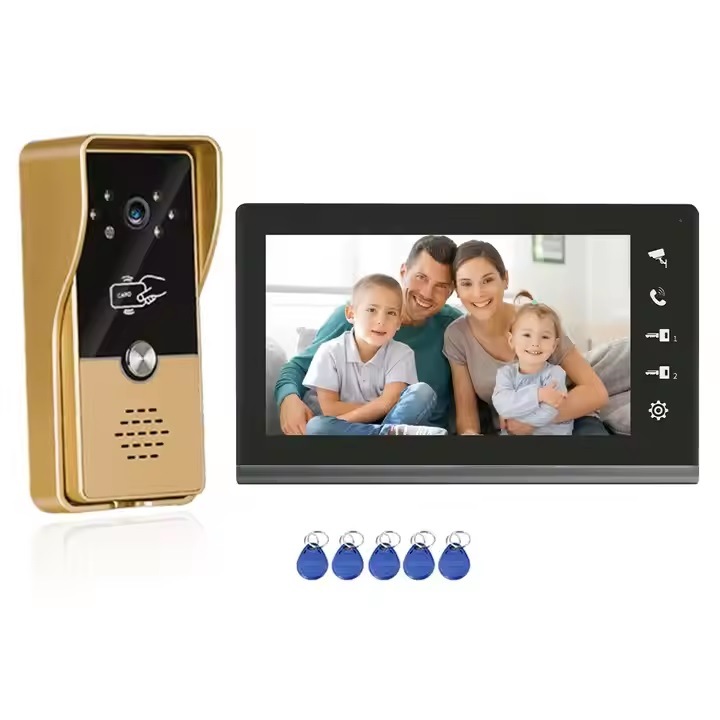 Kit Video Interfon Complet, rezolutie 720P, IP65, interior/exterior, 7 inch