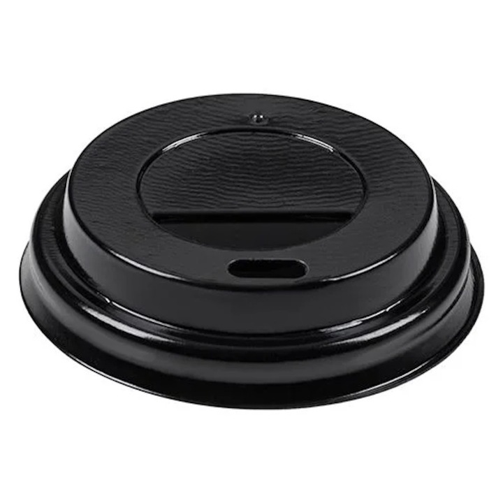 Комплект от 100 капачки с отвор за картонени чаши от 6/8 oz, Ø 80 mm, черен
