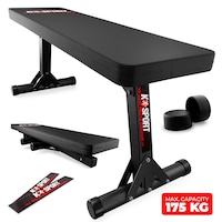 Banca de exercitii fitness, K-SPORT, KSH024, Otel, Greutate maxima 175 kg, Set de montaj inclus, Spuma densa pentru suport, Dimensiuni 110 x 43 x 37 cm, Negru