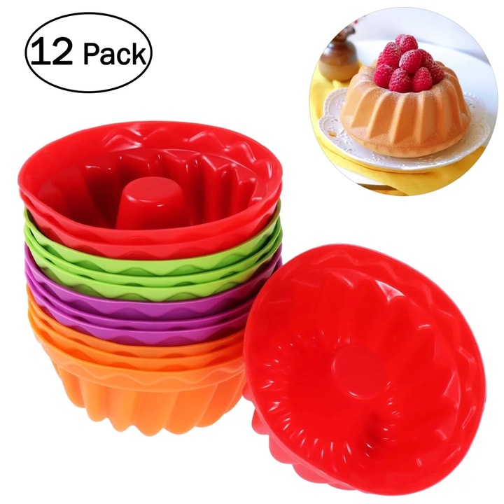 YANYXR 12 darabos szilikon muffin forma készlet, 6.5x6.5x3cm, többszínű
