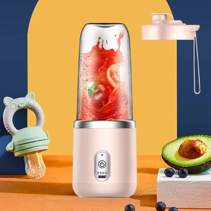 Blender portabil USB, 400ml, multicolor, usor de curatat si utilizat