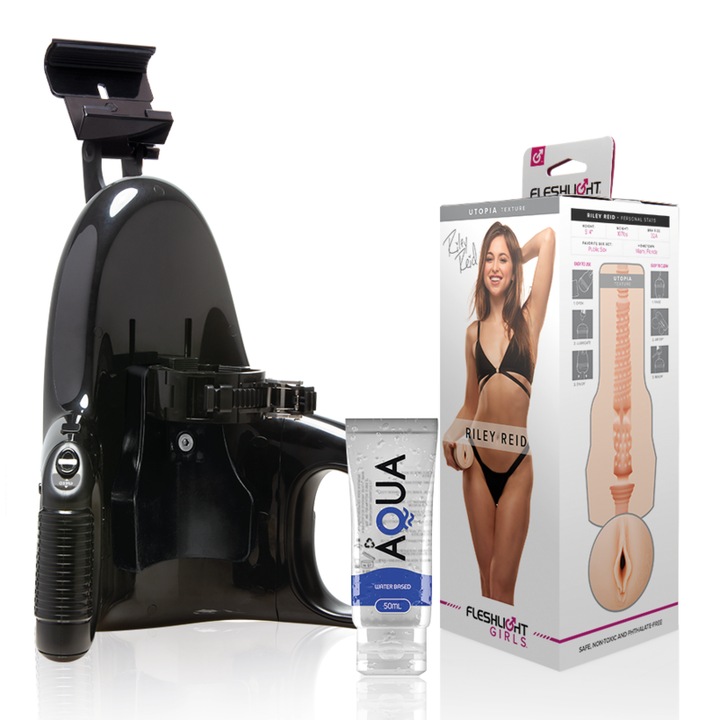 Fleshlight síkosító- Riley Reid Utopia vaginakészlet + univerzális indítás + Aqua síkosító 50 ml
