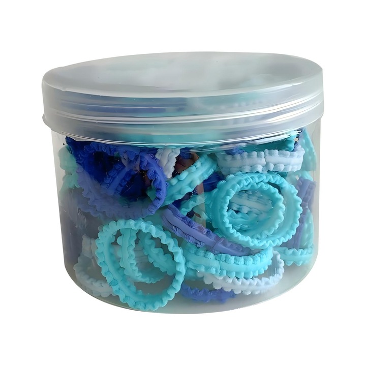 Set de bentite de par pentru copii, format din 50 de piese, model cu dantela albastra, potrivite pentru toate stilurile de par, 10*7 cm, albastru