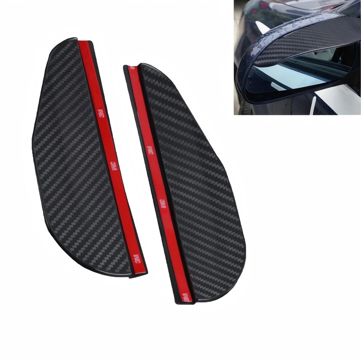 Set 2 protectii ploaie pentru oglinzi auto, TopSweet, usor de instalat, PVC, 23x8x1cm, negru