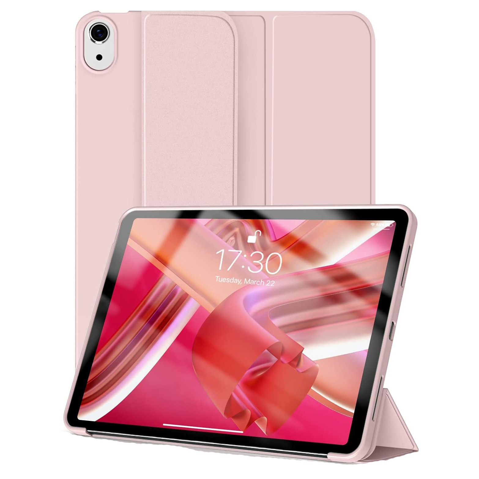 Husa Ultra Slim pentru Apple iPad (A16) 11-inch (2025) / 10.9-inch (2022), Silicon TPU, Smart Cover – Roz