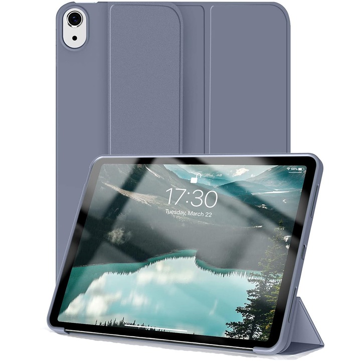 Ултра тънък калъф за Apple iPad (A16) 11-инчов (2025) / 10,9-инчов (2022), силиконов TPU, смарт покритие – лавандула