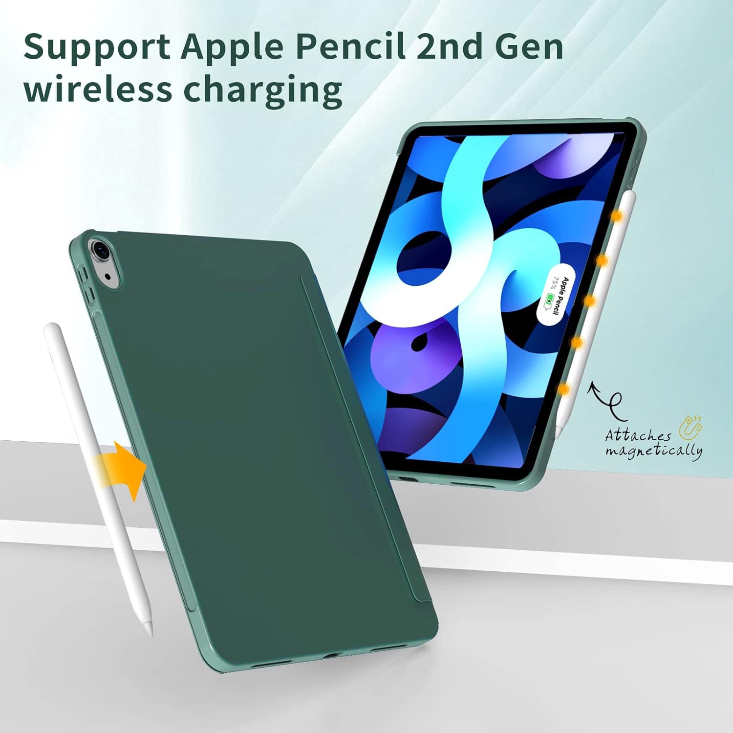 Husa Ultra Slim pentru Apple iPad (A16) 11-inch (2025) / 10.9-inch (2022), Silicon TPU, Smart Cover – Verde Marin