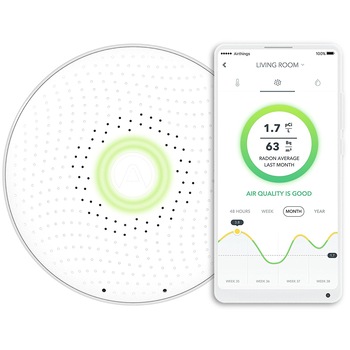 Airthings Wave Smart Detector de Radon cu aplicatie gratuita, operat pe baterii, fara costuri de laborator, usor de folosit Airthings Wave Smart Detector de Radon cu aplicatie gratuita, operat pe baterii, fara costuri de laborator, usor de folosit