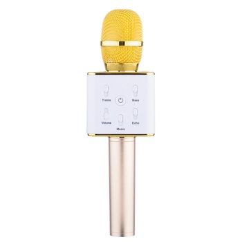 Microfon Karaoke Wireless cu Bluetooth Soundvox™ Q7 cu Boxa inclusa, Auriu Microfon Karaoke Wireless cu Bluetooth Soundvox™ Q7 cu Boxa inclusa, Auriu