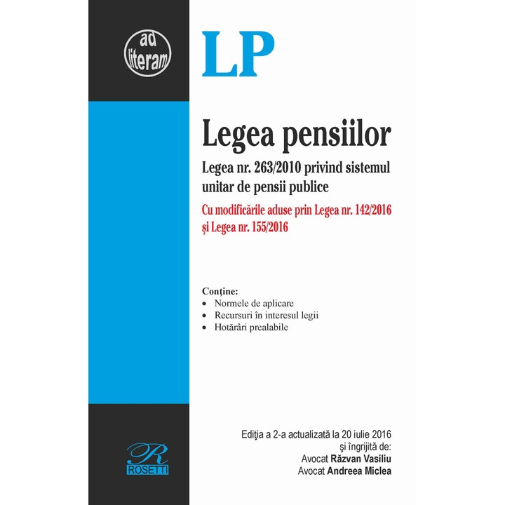 Legea Pensiilor Act. 20 Iulie 2016