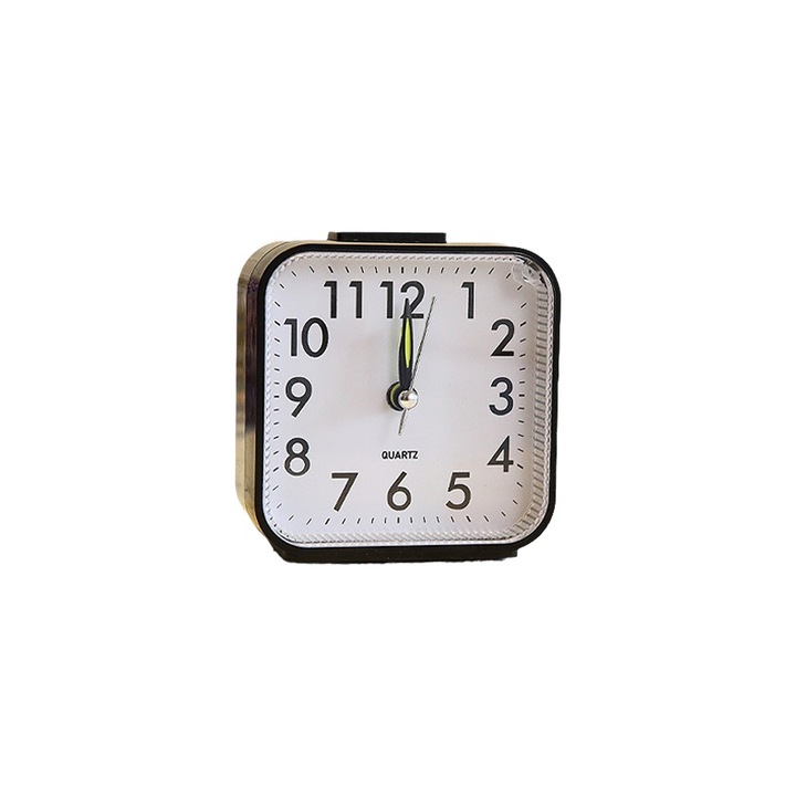 Ceas decorativ Zeaicos cu alarma digitala, design simplu, lumina de noapte, negru, pentru studenti