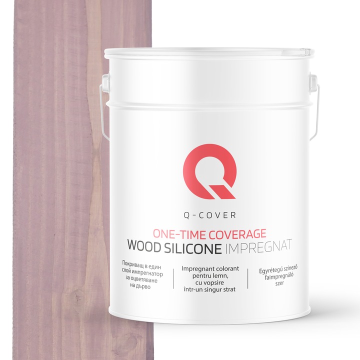 Fapác impregnálás, egyrétegű festéssel, Q-Cover, Púderrózsaszín, kültéri használatra, vízbázisú, környezetbarát, könnyen felvihető, nagyon hatékony, szennyeződésálló, tartós színek, UV-álló, 10L