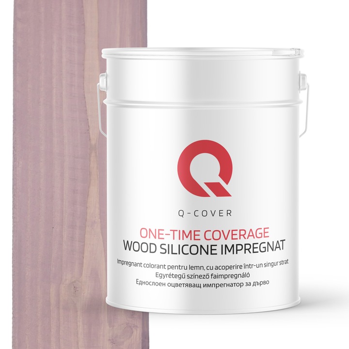 Impregnant colorant pentru lemn, cu vopsire intr-un singur strat, Q-Cover, Roz pudrat H3250, pentru exterior, pe baza de apa, prietenos cu mediul, usor de aplicat, foarte eficient, rezistent la murdarie, culori durabile, rezistente la UV, 10L