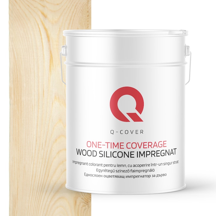 Impregnant colorant pentru lemn, cu vopsire intr-un singur strat, Q-Cover, Incolor D000, pentru exterior, pe baza de apa, prietenos cu mediul, usor de aplicat, foarte eficient, rezistent la murdarie, culori durabile, rezistente la UV, 10L