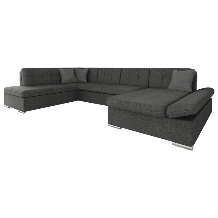 Coltar rabatabil Genero Sale Dreapta, MIRJAN 24, gri deschis + gri, 205x345x76 cm