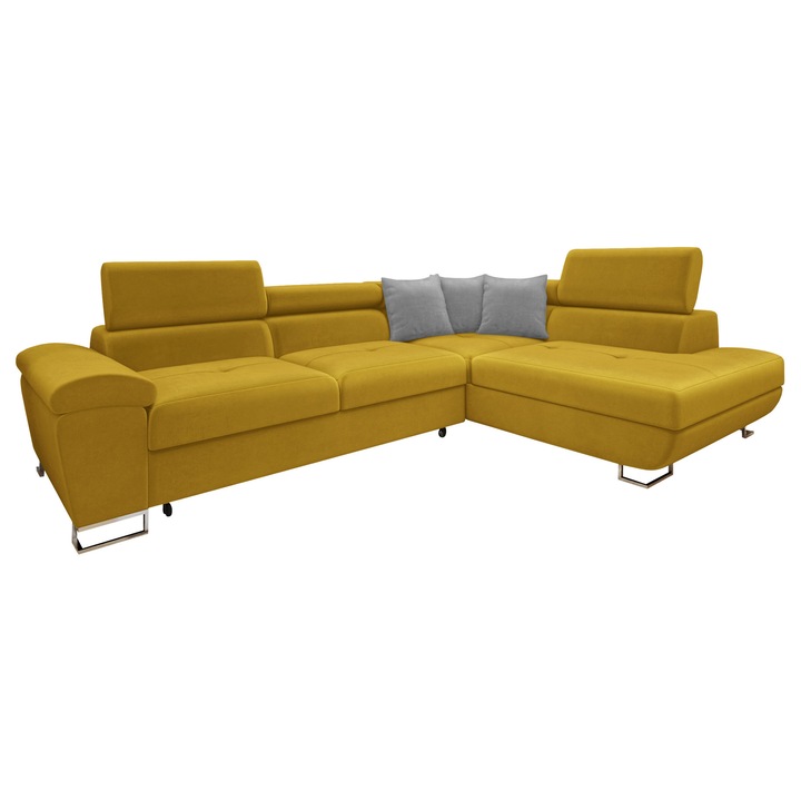 Coltar rabatabil Alvin Dreapta, MIRJAN 24, galben + gri, 202x270x71 cm