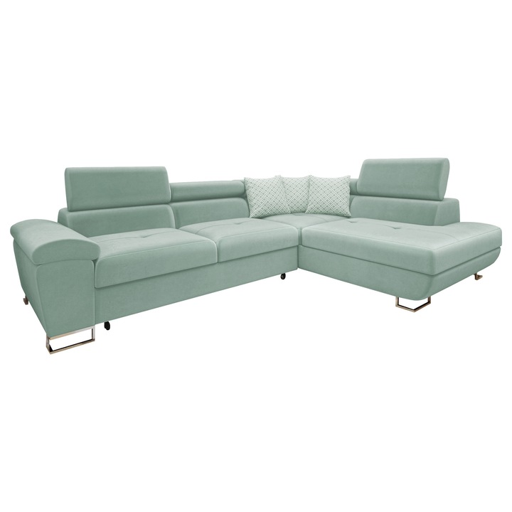 Coltar rabatabil Alvin Dreapta, MIRJAN 24, verde menta, 202x270x71 cm