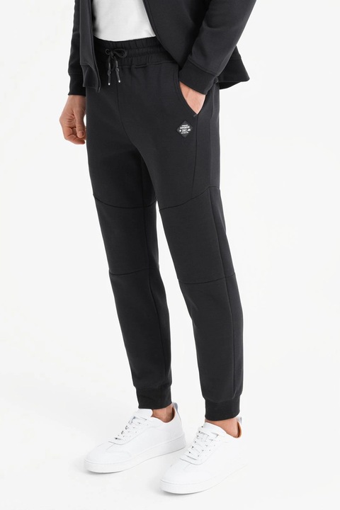 OMBRE, Pantaloni jogger cu buzunare oblice, Negru