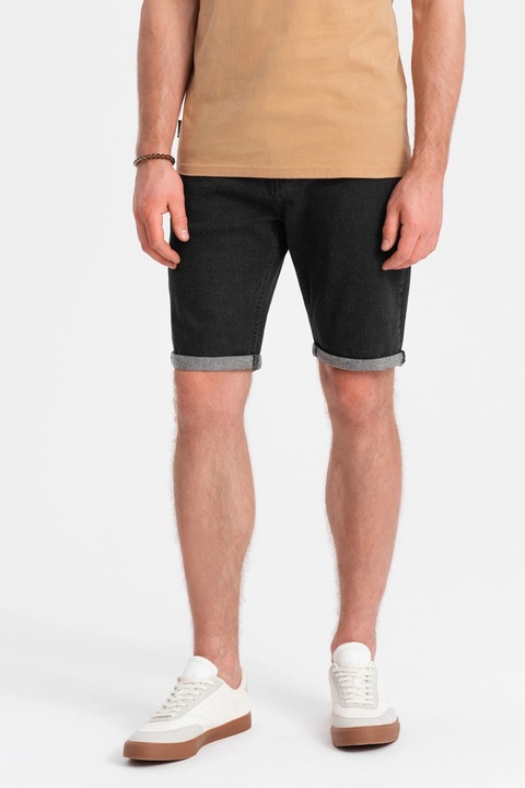 OMBRE, Alacsony derekú farmer rövidnadrág, Fekete