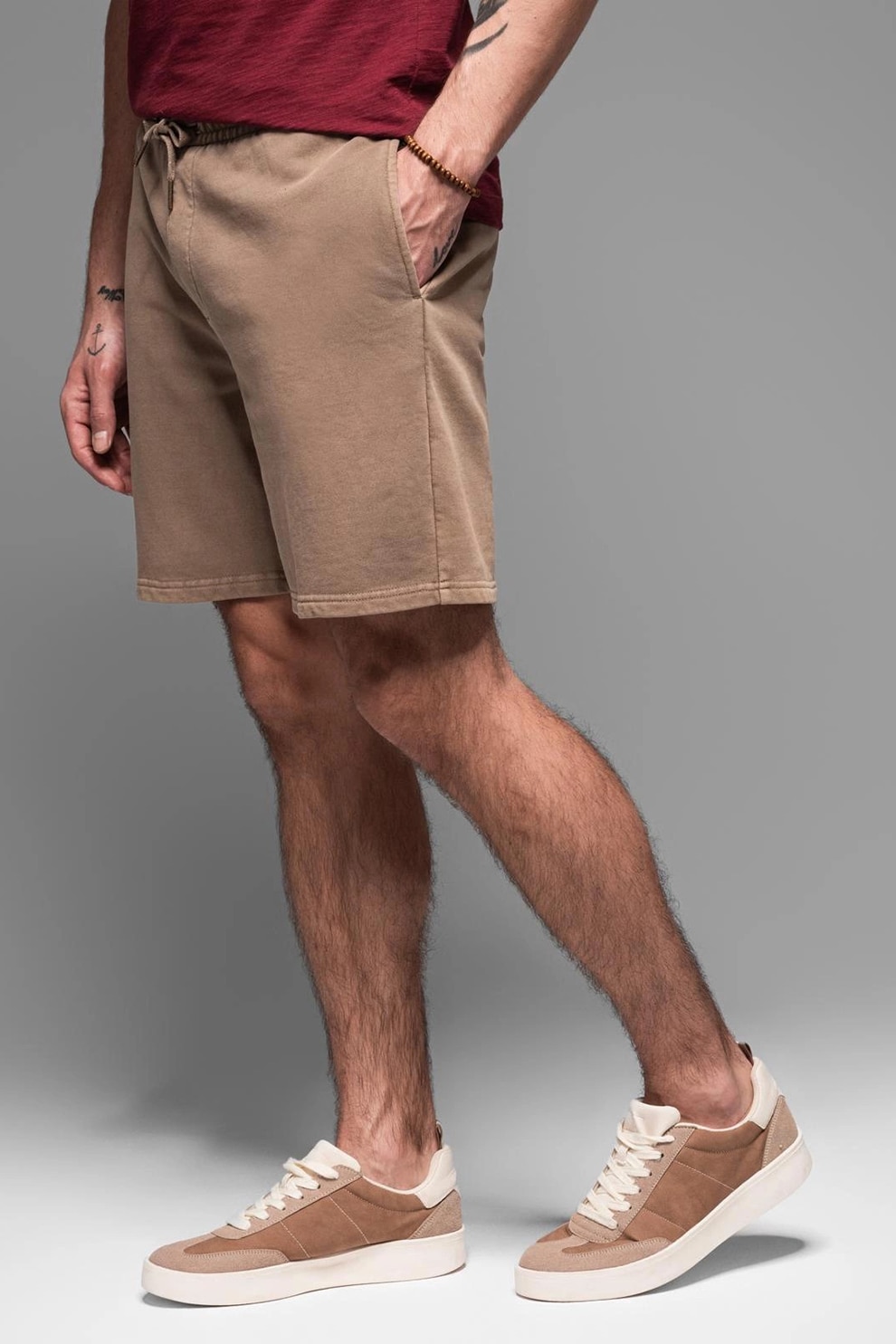 OMBRE, Pantaloni scurti din amestec de bumbac cu buzunare laterale, Maro deschis, S