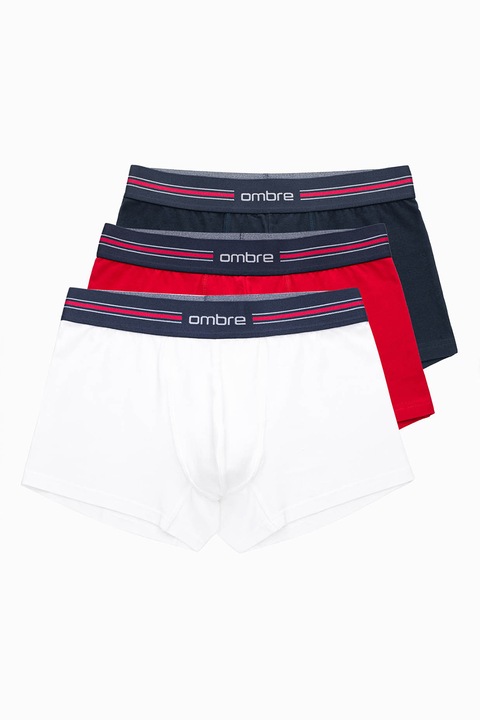 OMBRE, Set de boxeri - 3 perechi, Rosu/Alb/Bleumarin