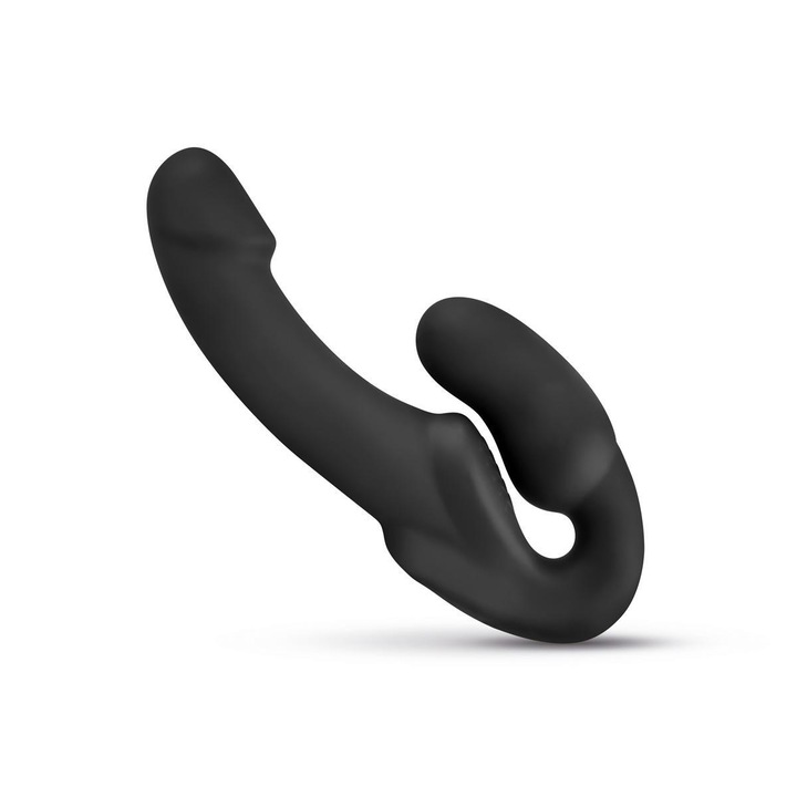 Dildo strapless Morgan, 22 cm, negru, din silicon, pentru cupluri