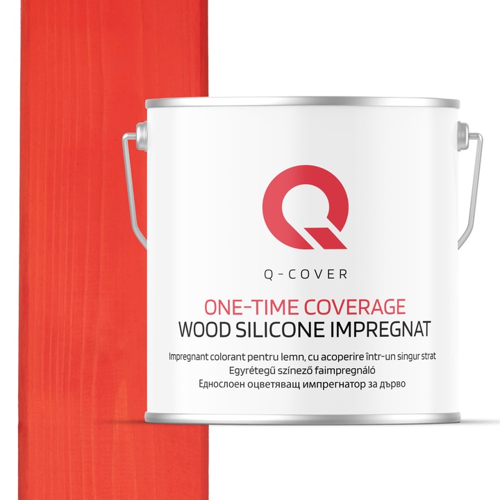 Impregnant colorant pentru lemn, cu vopsire intr-un singur strat, Q-Cover, Morcoviu D150, pentru exterior, pe baza de apa, prietenos cu mediul, usor de aplicat, foarte eficient, rezistent la murdarie, culori durabile, rezistente la UV, 5L