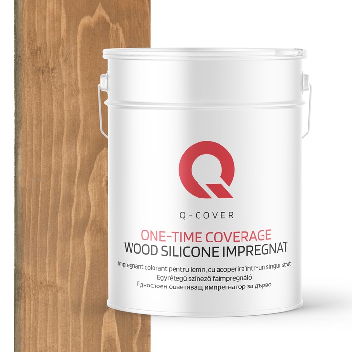 Impregnant colorant pentru lemn, cu vopsire intr-un singur strat, Q-Cover, Bej samoa 1011, pentru exterior, pe baza de apa, prietenos cu mediul, usor de aplicat, foarte eficient, rezistent la murdarie, culori durabile, rezistente la UV, 10L