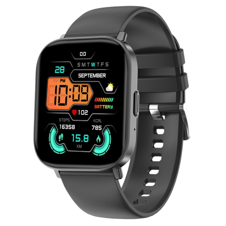 Ceas Smartwatch COOSTAR, CR061, Apeluri Bluetooth, Monitorizare ritm cardiac, SpO2, Tensiune arteriala, Monitorizare somn, Notificari, Moduri sport, Rezistenta la apa IP67/IP68