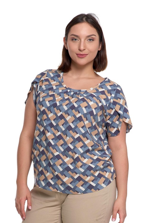 Bluza femei, maneca petrecuta, viscoza, Moraj, multicolor