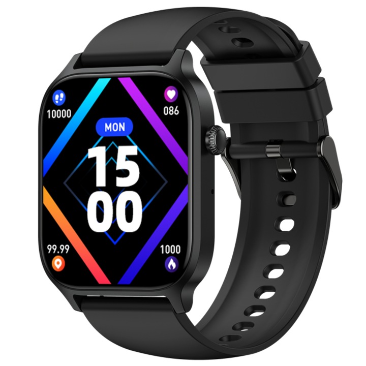 Ceas Smartwatch COOSTAR, CR053, Apeluri Bluetooth, Monitorizare ritm cardiac, SpO2, Monitorizare somn, Notificari, Moduri sport, Rezistenta la apa IP67/IP68