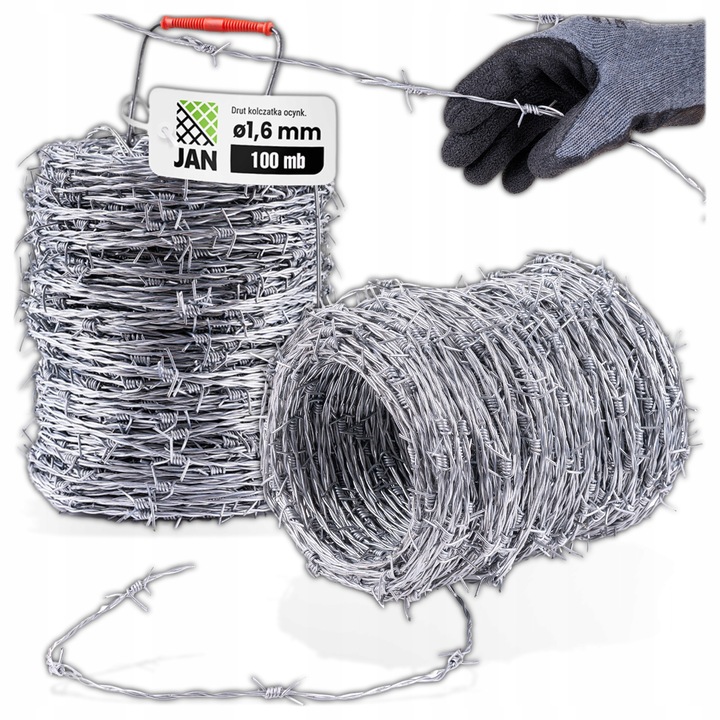 Sarma ghimpata zincata, 100mb, fir 1.6x1.6mm, ghimpi la 102mm, strat zinc 80g/m2, protectie perimetrala, bariera securitate, rezistenta intemperii, instalare facila