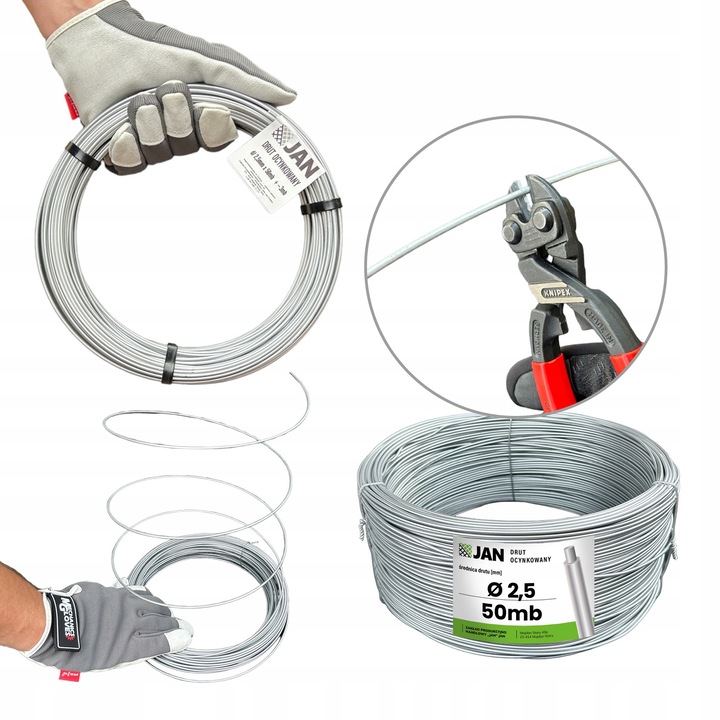 Поцинкована опъваща тел за оградна мрежа, 2,5 мм, Дължина 50 м, Нисковъглеродна стомана, Устойчивост на корозия, Приложение в градинарството и строителството