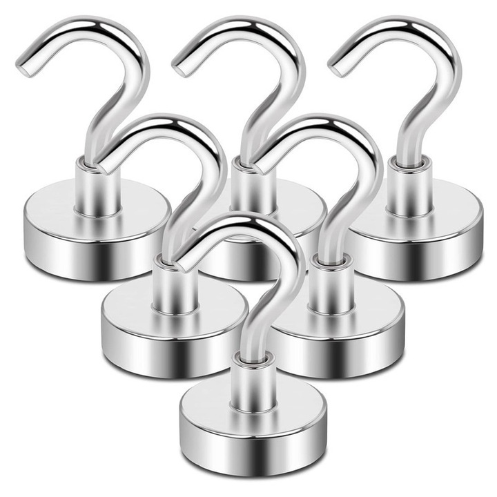 Set 6 suporturi magnetice, metal, argintiu