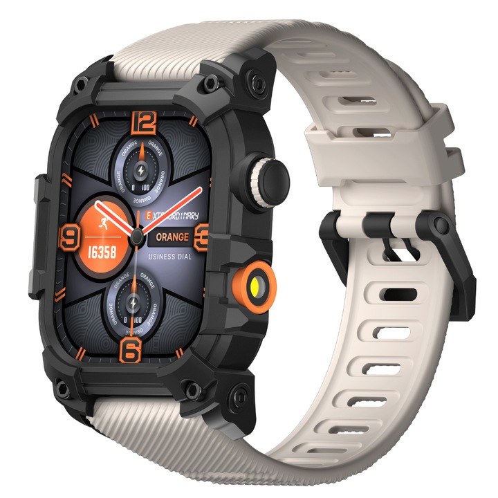 Ceas Smartwatch, GPS, Apeluri Bluetooth, Monitorizare ritm cardiac, SpO2, Monitorizare somn, Notificari, Moduri sport, Rezistenta la apa IP67/IP68