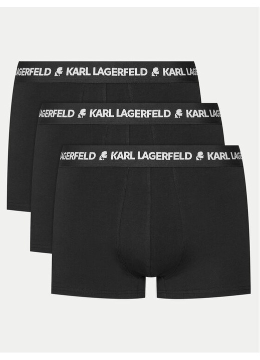 Set 3 boxeri barbati, Karl Lagerfeld, 304614712, Bumbac organic, Negru, Negru