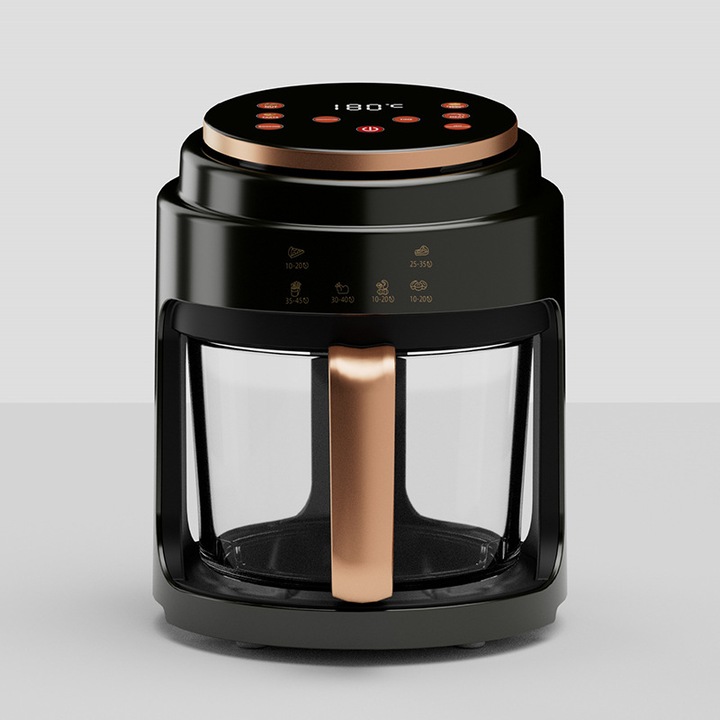 Aparat de gatit cu aburi, 1400W, sticla vizibila, Negru