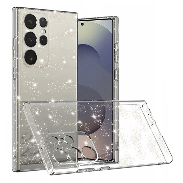 Husa cu sclipici pentru Samsung Galaxy S25 Ultra, Sparkle Skin Series, Transparent