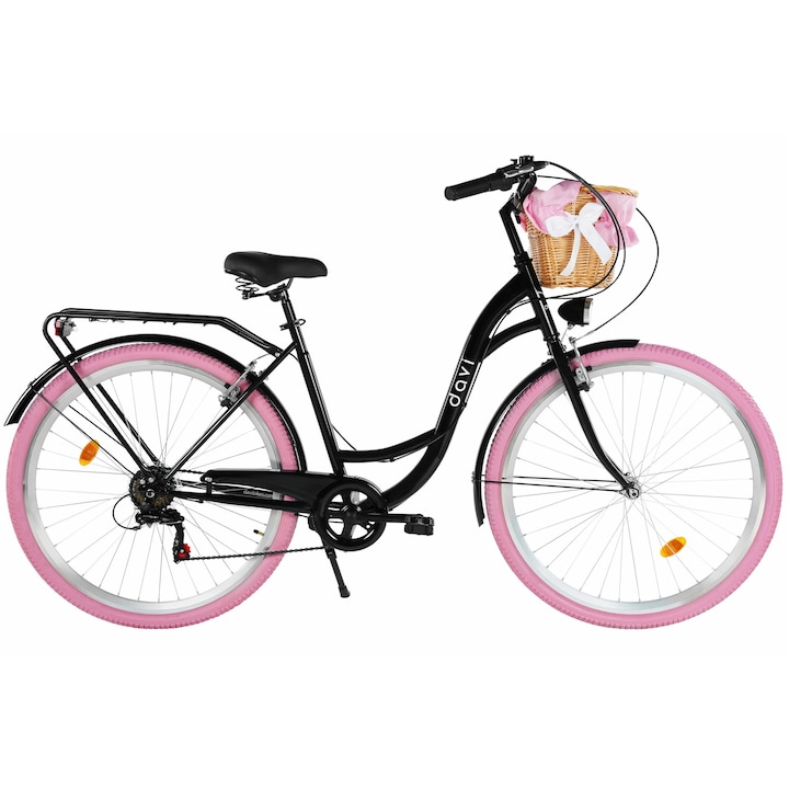Дамски велосипед Davi Emma 7 скорости, 28", 160-185 см, Черен/Розов