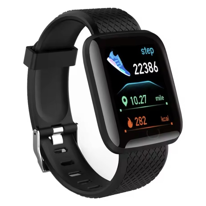 Ceas SmartWatch DT MAX idealSTORE, Ecran tactil IPS, Notificari apeluri, mesaje, Vibratii, Monitorizeaza ritmul cardiac, EKG, tensiunea arteriala, oxigenul din sange, IP 68, Pedometru, Culoare BLACK METAL