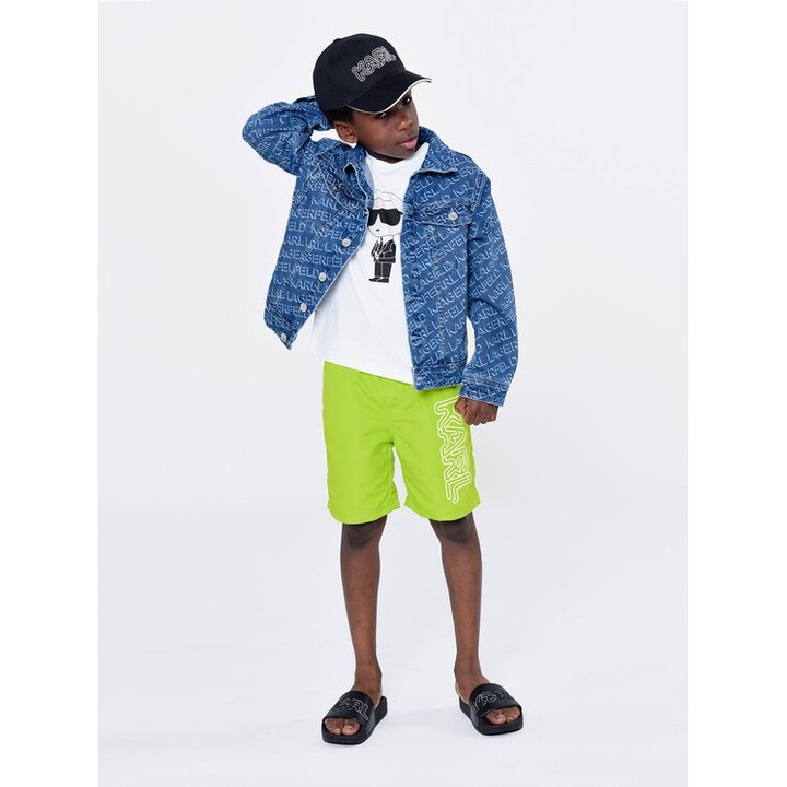Бански шорти за момчета, Karl Lagerfeld Kids, 301984726, Полиестер, Зелен, Зелен