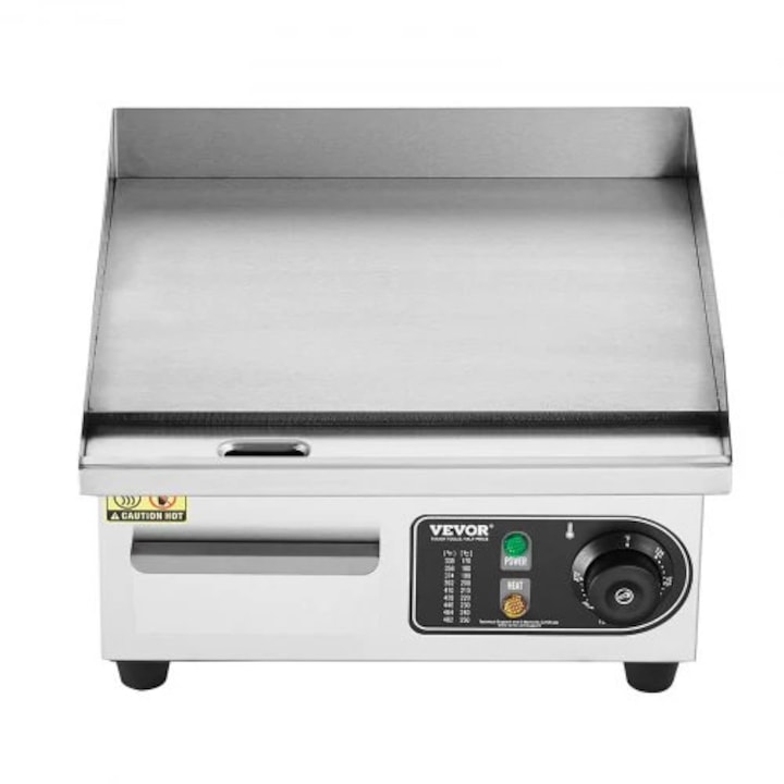 Pultra helyezhető lapos tetejű grillsütő, 2800 W, 45 cm, Teppanyaki grill, állítható hőmérséklet-szabályozás, rozsdamentes acél