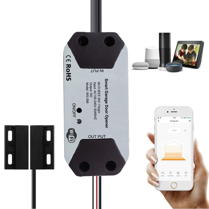 Controler pentru Deschiderea Usii de Garaj, ZONEY, Wireless, Compatibil cu Alexa si Google Home