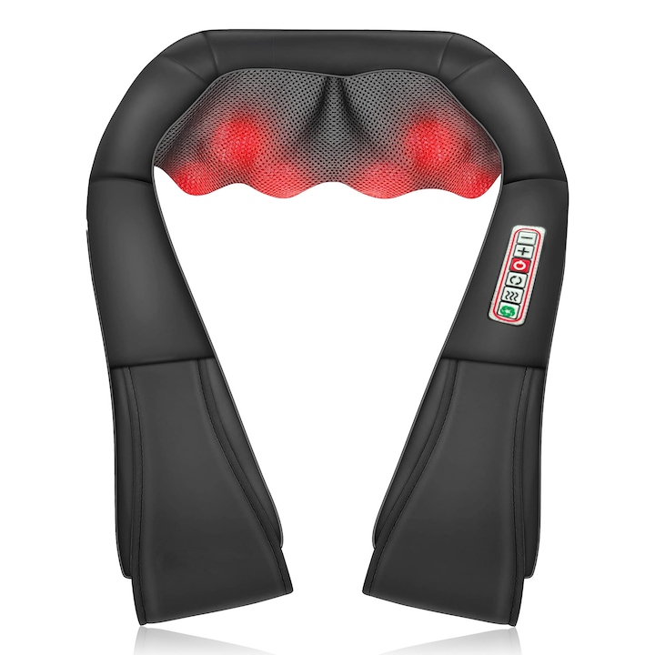 Масажор за врата и раменете Шиацу с функция за нагряване, електрически масажор за гръб - 3D дълбок масаж за облекчаване на мускулни болки. Може да се използва у дома или в офиса, най-добрият подарък за жени и мъже.