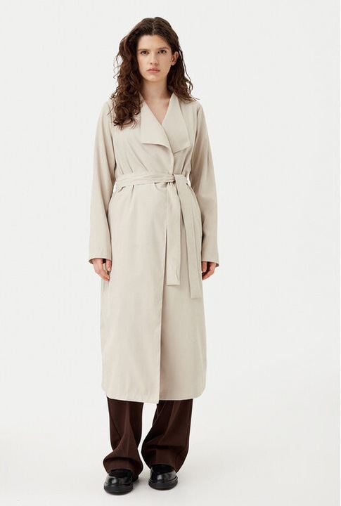 Trench dama, Vila, 304903038, Poliester reciclat, Bej, Bej