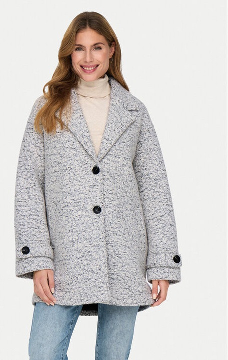 Дамско палто, Only, 304497384, Полиестер/Вълна, Сиво, Сив