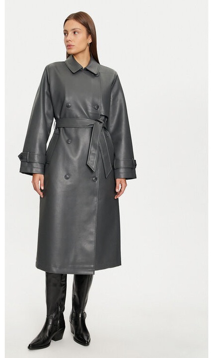 Trench dama, Vero Moda, 304509384, Piele ecologica, Gri, Gri