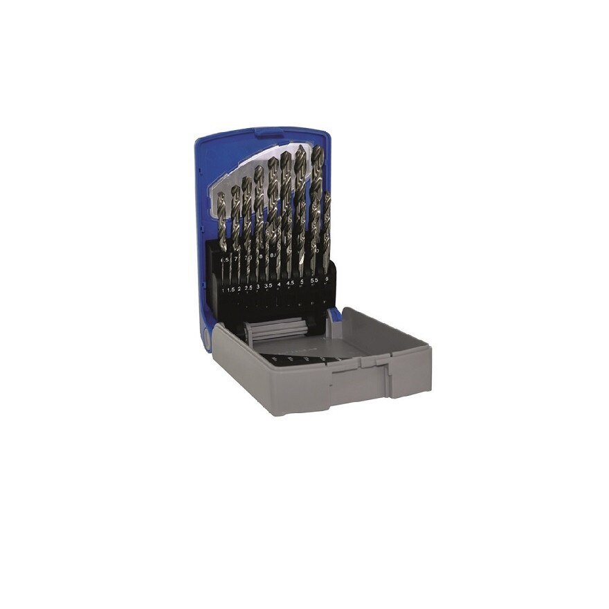 Set burghie DIN 338, rectificate, HSS, 1-10 mm x 0,5 mm / 19 piese,Tivoly