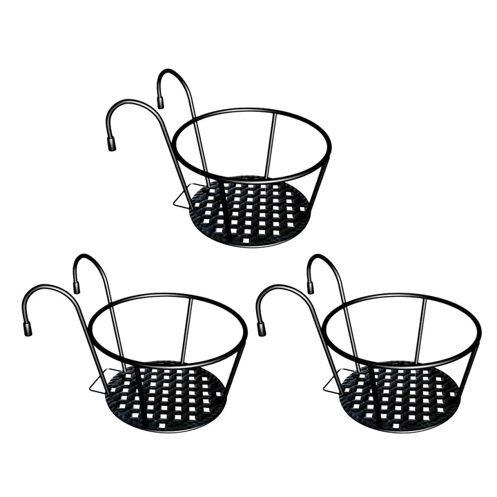 YANYXR fém függő virágtartó, 3 kosaras szett, fekete, 2.2 inch